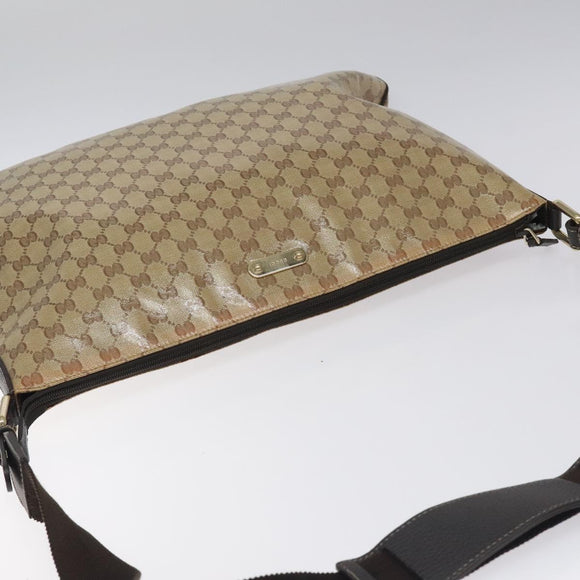 GUCCI GG Crystal Shoulder Bag Coated Canvas Beige Gold 190628 Auth 118619