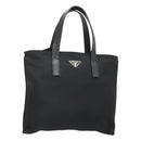 PRADA Hand Bag Nylon Black Silver Auth 118620-1