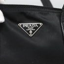 PRADA Hand Bag Nylon Black Silver Auth 118620-17