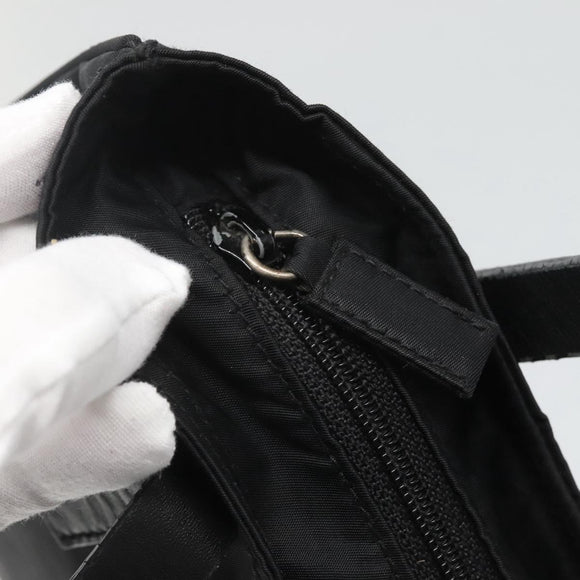 PRADA Hand Bag Nylon Black Silver Auth 118620
