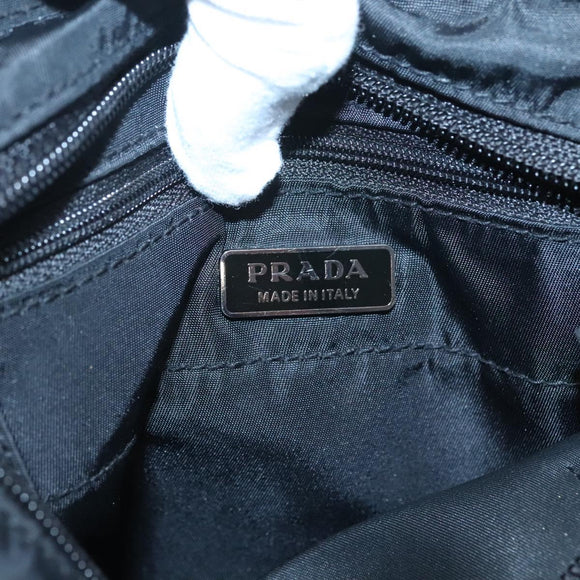PRADA Hand Bag Nylon Black Silver Auth 118620