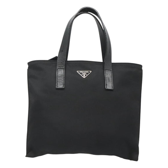 PRADA Hand Bag Nylon Black Silver Auth 118620