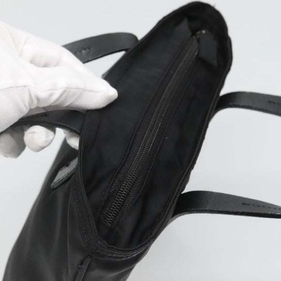 PRADA Hand Bag Nylon Black Silver Auth 118620