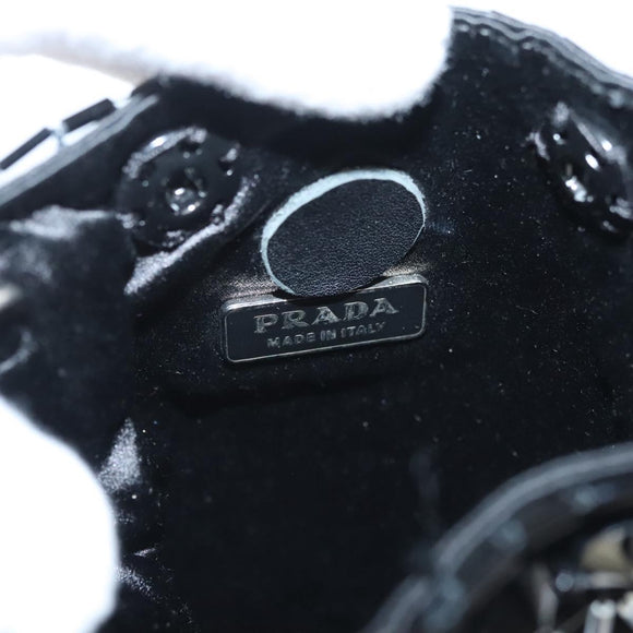 PRADA Shoulder Bag Nylon Black Silver Auth 118631