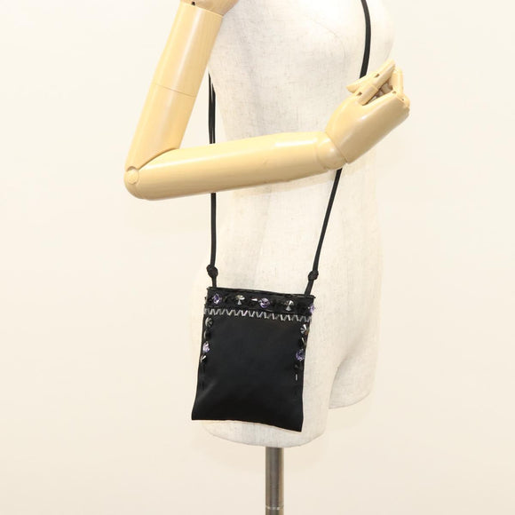 PRADA Shoulder Bag Nylon Black Silver Auth 118631