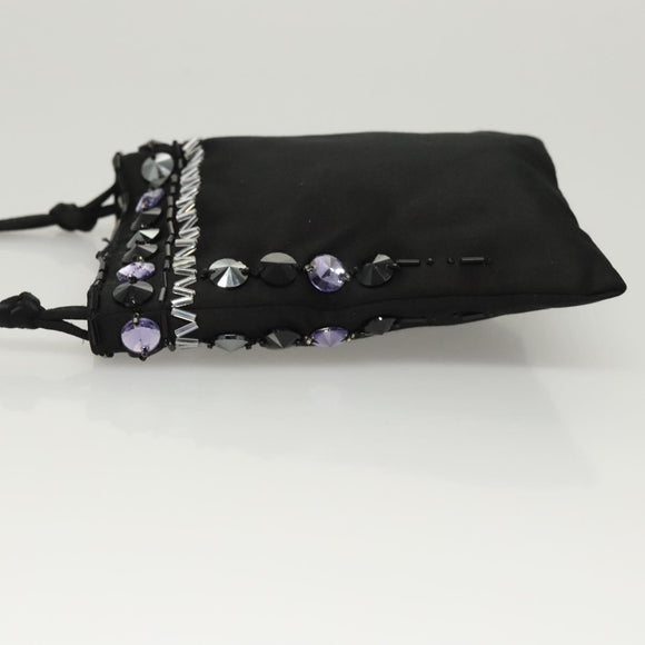 PRADA Shoulder Bag Nylon Black Silver Auth 118631