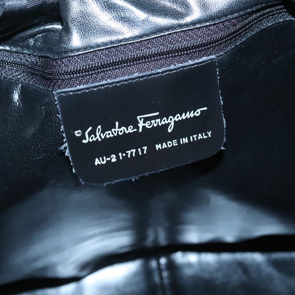Salvatore Ferragamo Tote Bag Nylon Black Silver Auth 118636