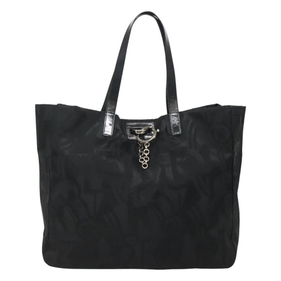 Salvatore Ferragamo Tote Bag Nylon Black Silver Auth 118636