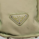 PRADA Tote Bag Nylon Khaki Silver Auth 118637-17