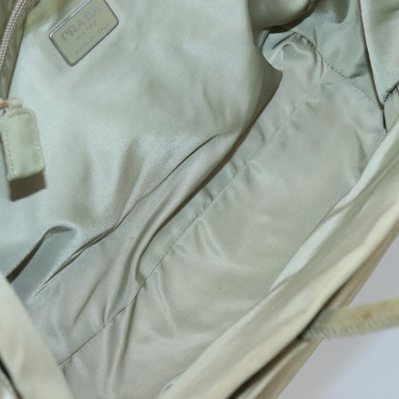 PRADA Tote Bag Nylon Khaki Silver Auth 118637