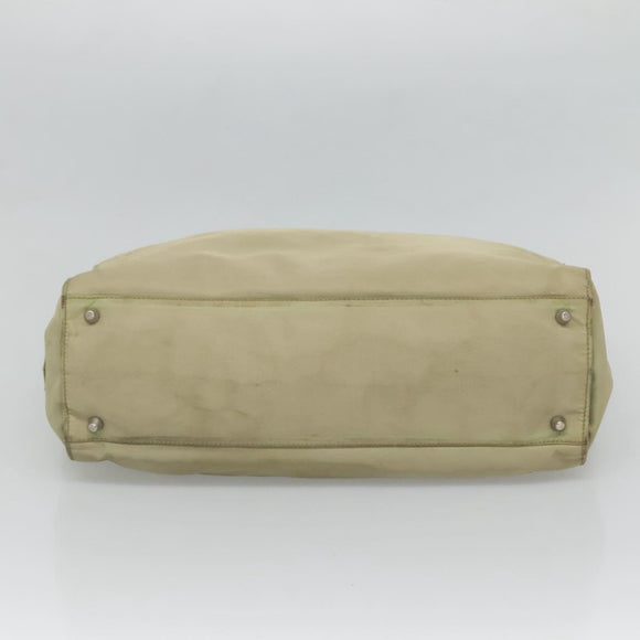PRADA Tote Bag Nylon Khaki Silver Auth 118637