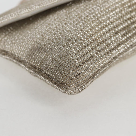 Christian Dior Shoulder Bag beads Silver Auth 118639V