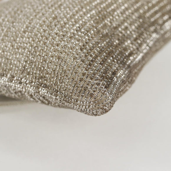 Christian Dior Shoulder Bag beads Silver Auth 118639V