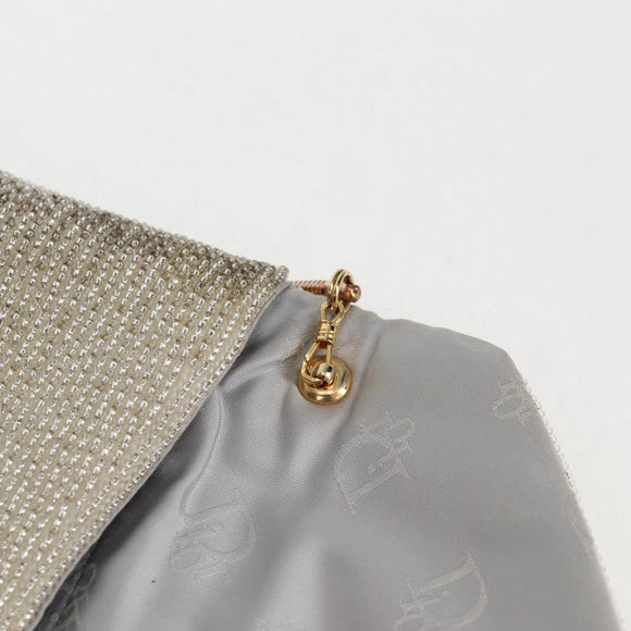 Christian Dior Shoulder Bag beads Silver Auth 118639V