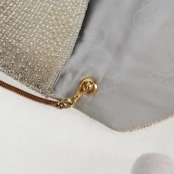 Christian Dior Shoulder Bag beads Silver Auth 118639V