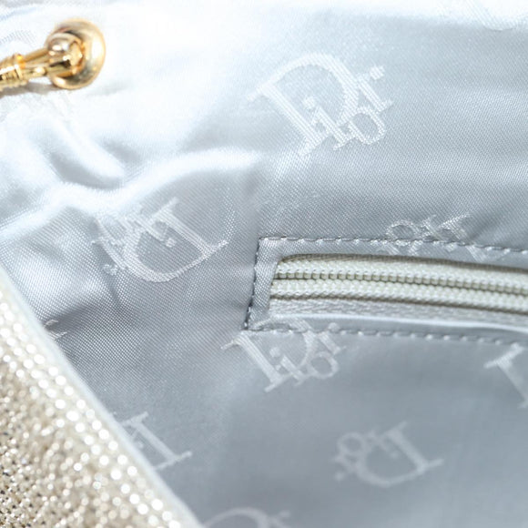 Christian Dior Shoulder Bag beads Silver Auth 118639V