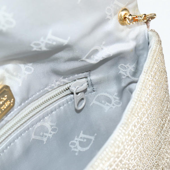 Christian Dior Shoulder Bag beads Silver Auth 118639V