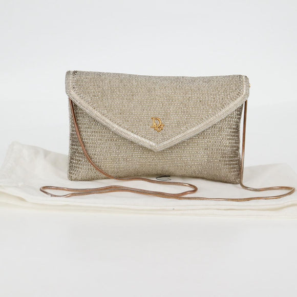Christian Dior Shoulder Bag beads Silver Auth 118639V
