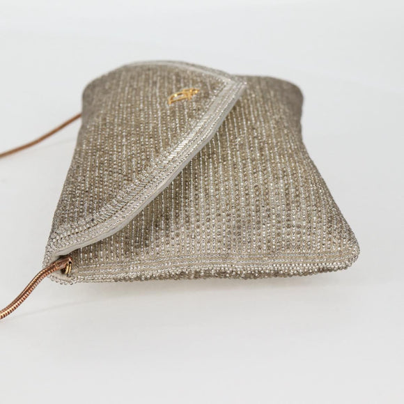 Christian Dior Shoulder Bag beads Silver Auth 118639V
