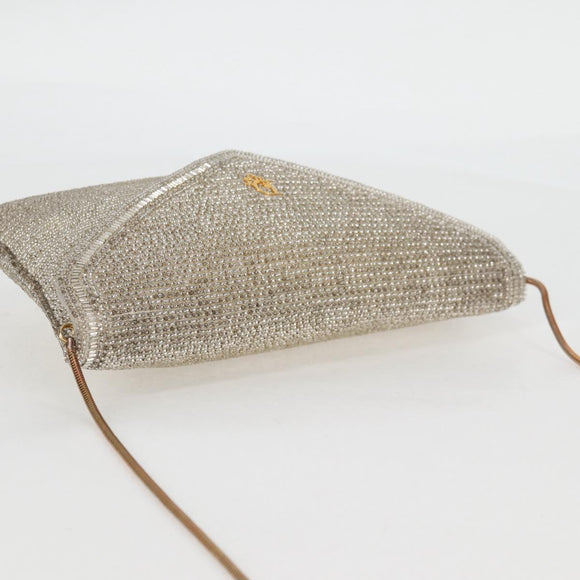 Christian Dior Shoulder Bag beads Silver Auth 118639V