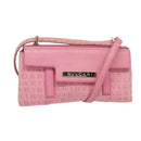 BVLGARI Shoulder Bag Canvas Silver Pink Auth 118640-1