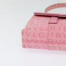 BVLGARI Shoulder Bag Canvas Silver Pink Auth 118640-9
