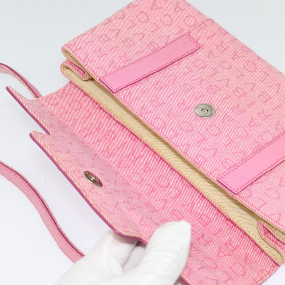 BVLGARI Shoulder Bag Canvas Silver Pink Auth 118640