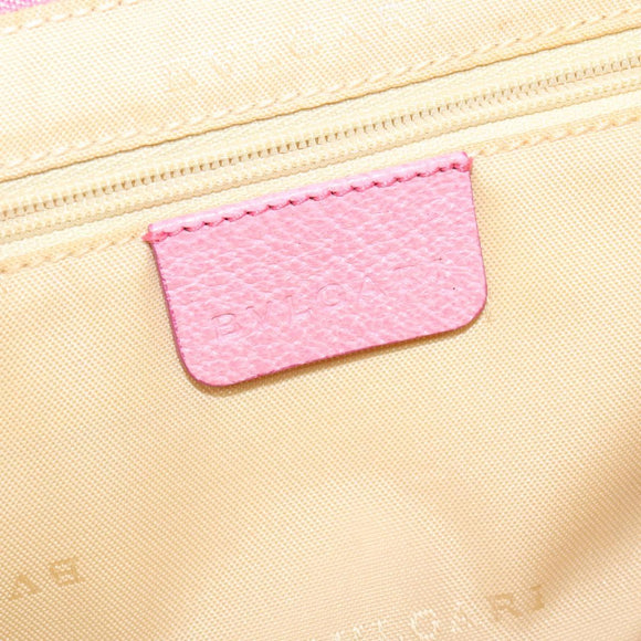 BVLGARI Shoulder Bag Canvas Silver Pink Auth 118640