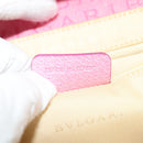 BVLGARI Shoulder Bag Canvas Silver Pink Auth 118640-12