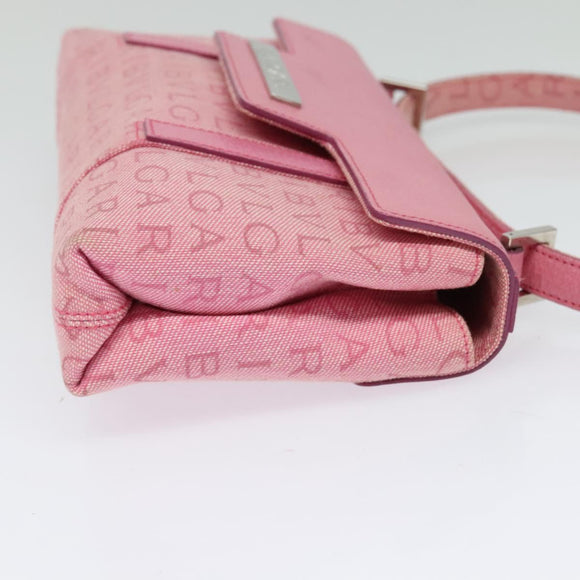 BVLGARI Shoulder Bag Canvas Silver Pink Auth 118640