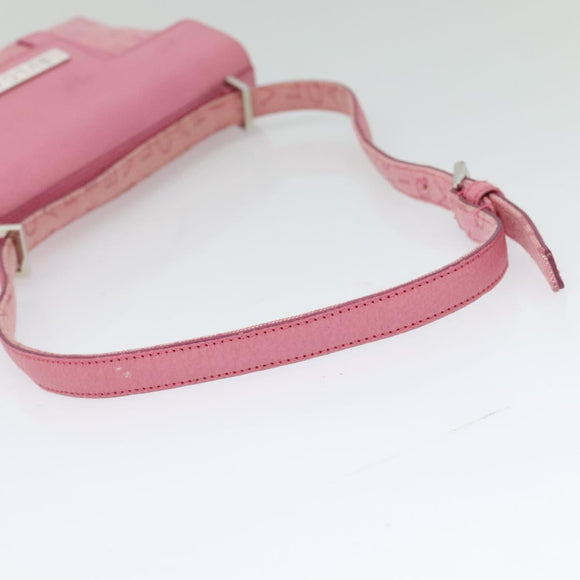 BVLGARI Shoulder Bag Canvas Silver Pink Auth 118640