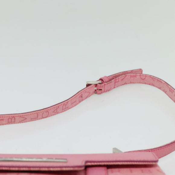 BVLGARI Shoulder Bag Canvas Silver Pink Auth 118640