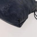 LOEWE Anagram Shoulder Bag Leather Navy Gold Auth 118642-9