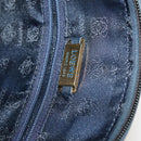 LOEWE Anagram Shoulder Bag Leather Navy Gold Auth 118642-17