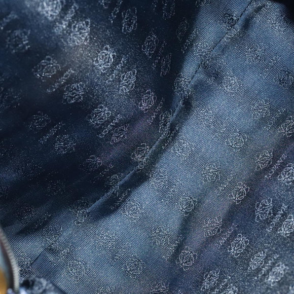 LOEWE Anagram Shoulder Bag Leather Navy Gold Auth 118642