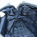 LOEWE Anagram Shoulder Bag Leather Navy Gold Auth 118642-19