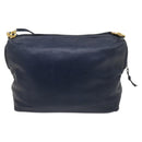 LOEWE Anagram Shoulder Bag Leather Navy Gold Auth 118642-2