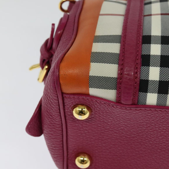 BURBERRY Nova Check Hand Bag Canvas 2way Beige Gold Auth 118645V