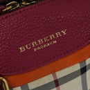 BURBERRY Nova Check Hand Bag Canvas 2way Beige Gold Auth 118645-14