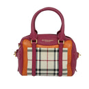 BURBERRY Nova Check Hand Bag Canvas 2way Beige Gold Auth 118645-2