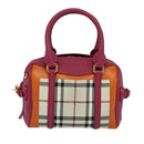 BURBERRY Nova Check Hand Bag Canvas 2way Beige Gold Auth 118645-3