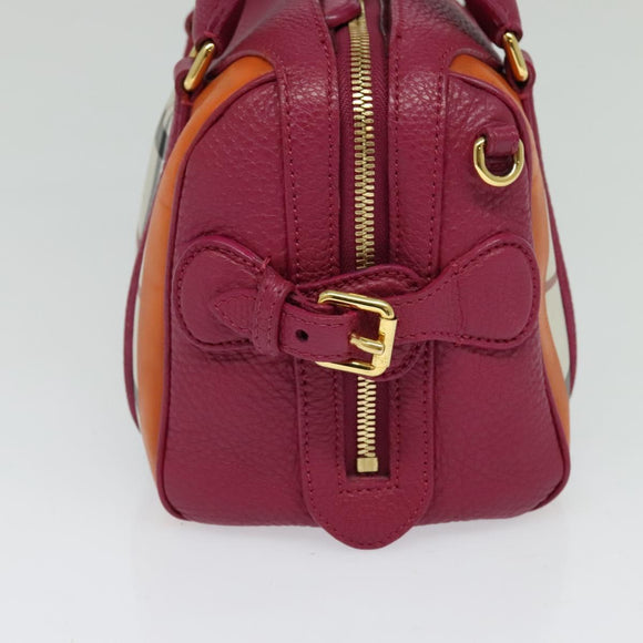 BURBERRY Nova Check Hand Bag Canvas 2way Beige Gold Auth 118645