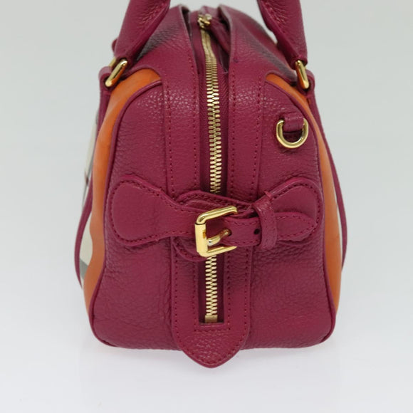 BURBERRY Nova Check Hand Bag Canvas 2way Beige Gold Auth 118645