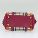 BURBERRY Nova Check Hand Bag Canvas 2way Beige Gold Auth 118645-9