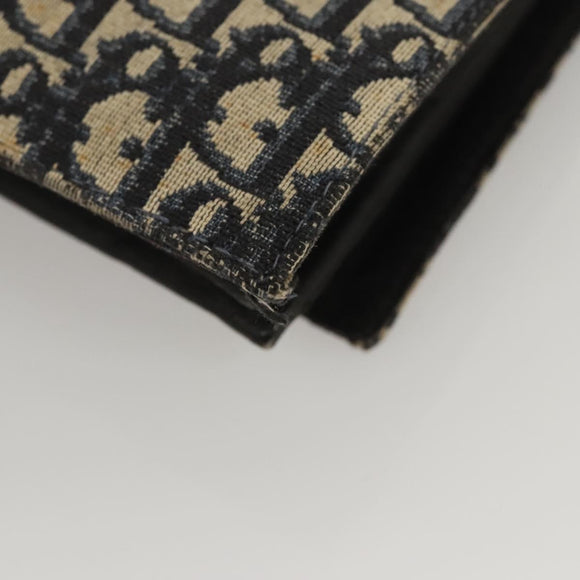 Christian Dior Trotter Canvas Clutch Bag Navy Gold Auth 118646