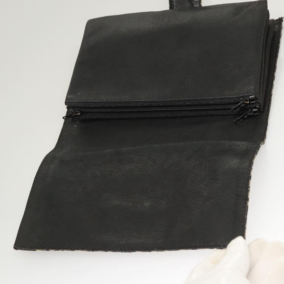 Christian Dior Trotter Canvas Clutch Bag Navy Gold Auth 118646