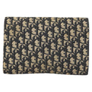 Christian Dior Trotter Canvas Clutch Bag Navy Gold Auth 118646-2