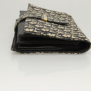Christian Dior Trotter Canvas Clutch Bag Navy Gold Auth 118646-3