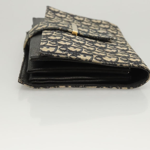 Christian Dior Trotter Canvas Clutch Bag Navy Gold Auth 118646