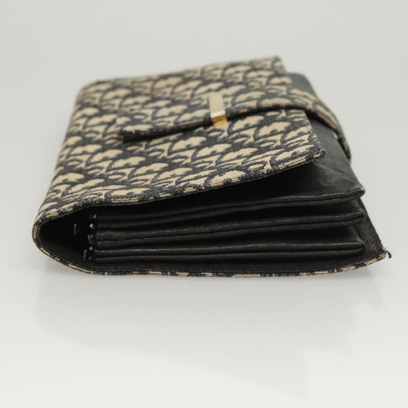 Christian Dior Trotter Canvas Clutch Bag Navy Gold Auth 118646